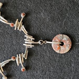 Hand Forged Pewter and Polished Stone Necklace